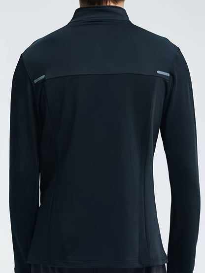 Coat men's half zipper quick drying anti wind drying clothes, running training basketball equipment, long sleeved fitness clothe