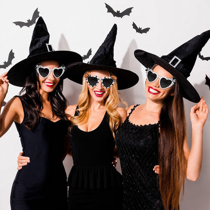 Unisex Sunglasses Dark Lens Halloween Sunglasses Holiday Decorative Sunglasses White Framed Decorative Glasses For Face Shapes