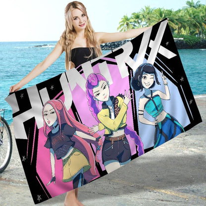 Popular KPop Movie D-Demon H-Hunters Microfiber Blanket Quick Drying Beach Towels Oversized Printing Super Absorbent Pool Towe