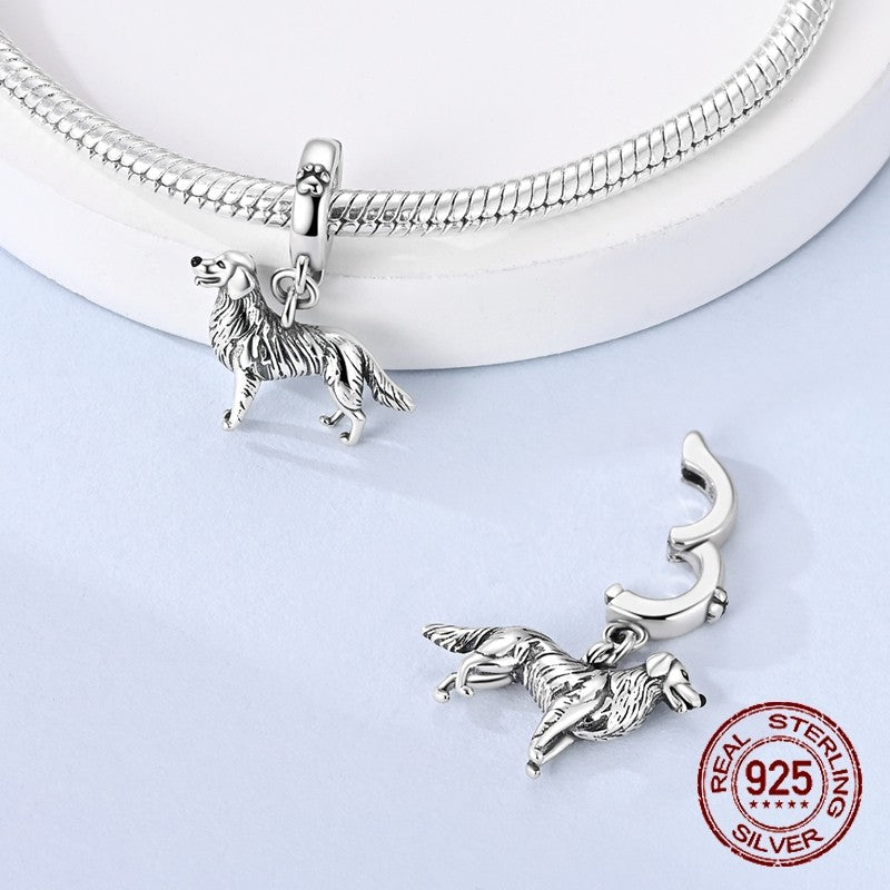 925 Sterling Silver Dog Charms French Bulldog Poodle German Shepherd Beagle Dachshund Pendants Fit Bracelets DIYJewelry Gift