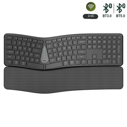 Teclado Sem Fio Ergonômico 2.4G, Digitação Natural Confortável, Apoio para as Mãos, Teclado Bluetooth Recarregável Multidispositivo para Laptop