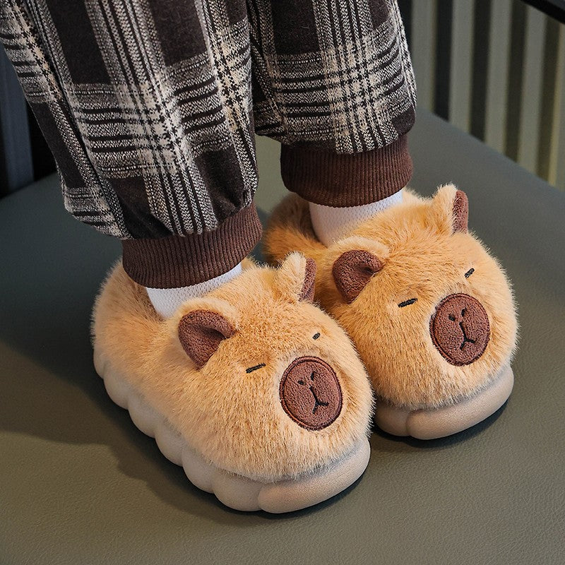 Kids Winter Warm Cotton Slippers Cute Capybara Slip-On Shoes for Boys Girls Soft Non-Slip Soles Lightweight  Warm Home Shoes