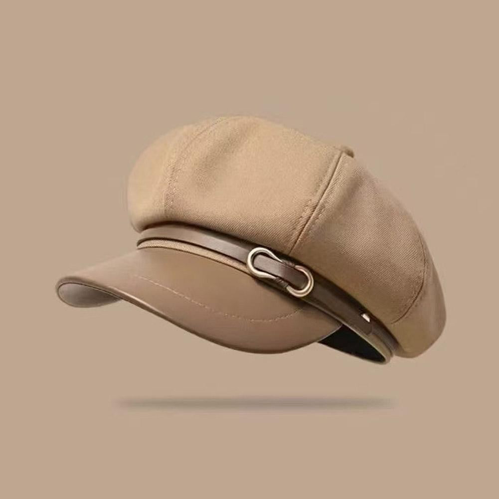 Retro British Style Beret for Women, Versatile Octagonal Newsboy Cap for Big Head Circumference Spring Autumn Hat