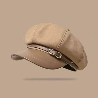 Retro British Style Beret for Women, Versatile Octagonal Newsboy Cap for Big Head Circumference Spring Autumn Hat