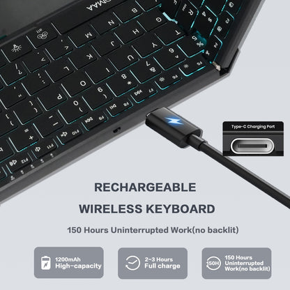 Portable Bluetooth Dual Mode Wireless Touchpad Keyboard with RGB Backlit,98Keys Foldable Office Keyboard for PC/Laptop/Mac-Black