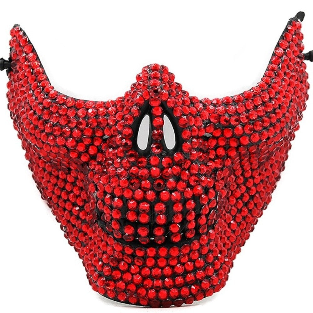 Gothic Handcrafted Half-Face Masquerade Mask Sparkling Punk Rock Style Rhinestone Mask Horror Style Full Diamond Mask Unisex