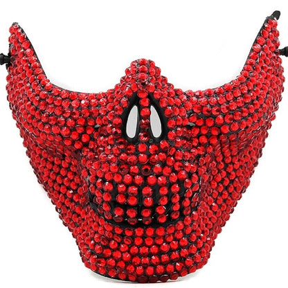 Gothic Handcrafted Half-Face Masquerade Mask Sparkling Punk Rock Style Rhinestone Mask Horror Style Full Diamond Mask Unisex
