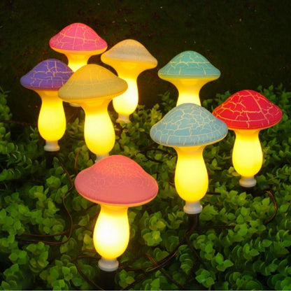 Solar Garden Decor Lights Crack Mushrooms Outdoor Decor Stake String Lights Waterproof Solar Pathway Lights Christmas Decoration