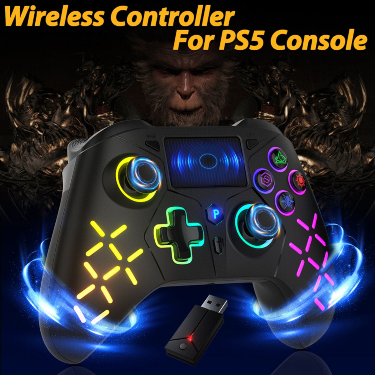 Wireless Controller For PlayStation5/PS5/PS4/PC/iOS/Switch,Game Joystick 6-Axis Gyro,Dual Vibration,Turbo,Remote Control Gamepad