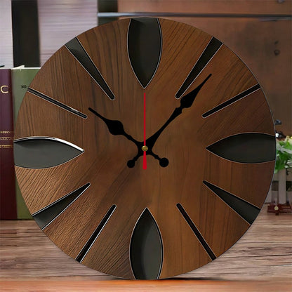 Irregular Shape Wooden Round Silent Hanging Wall Clock, Suitable For Living Room, Office, Study Room, Bedroom, Home Decoration