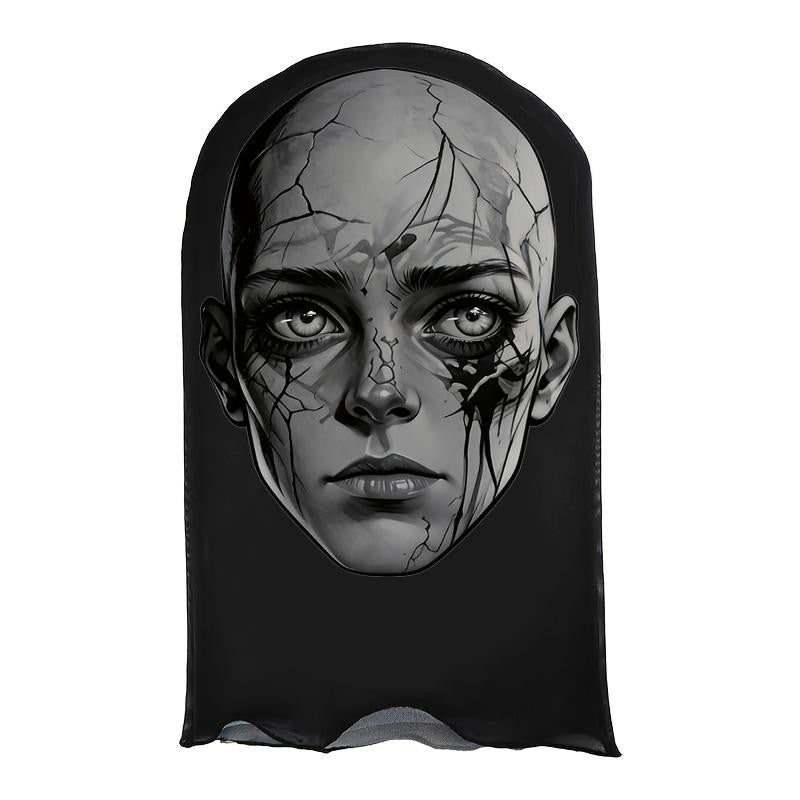 Halloween Ink-patterned Split-face Breathable Mesh Full-face Mask — Versatile for Outdoor Cycling and A Cool Prop