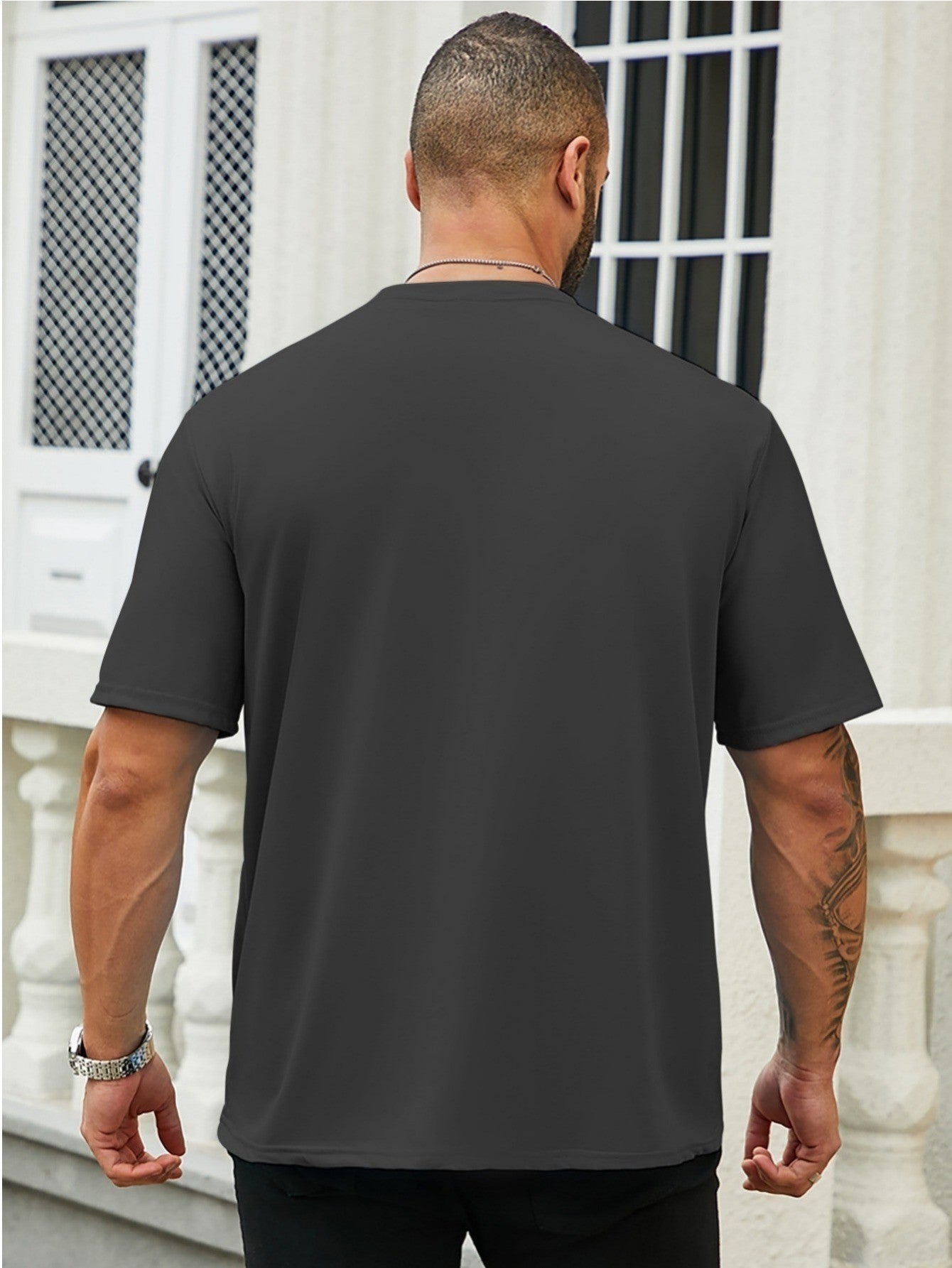 Men's summer 100% pure cotton fashionable casual sports wide pine pattern printed sports round neck short sleeved T-shirt top