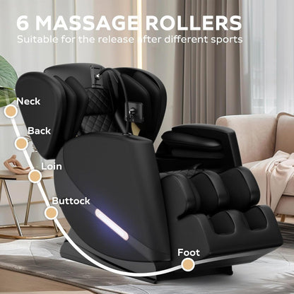 Full Body Massage Chair with Zero Gravity, Massage Chair Recliner with Heating, Airbags, Bluetooth Speaker, Foot Roller