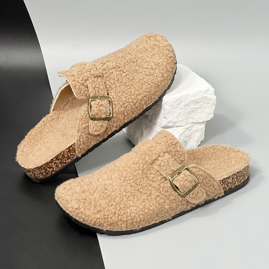 New Fall Winter Women And Men's Slippers With Plush Upper Indoor Outdoor Casual Sandals