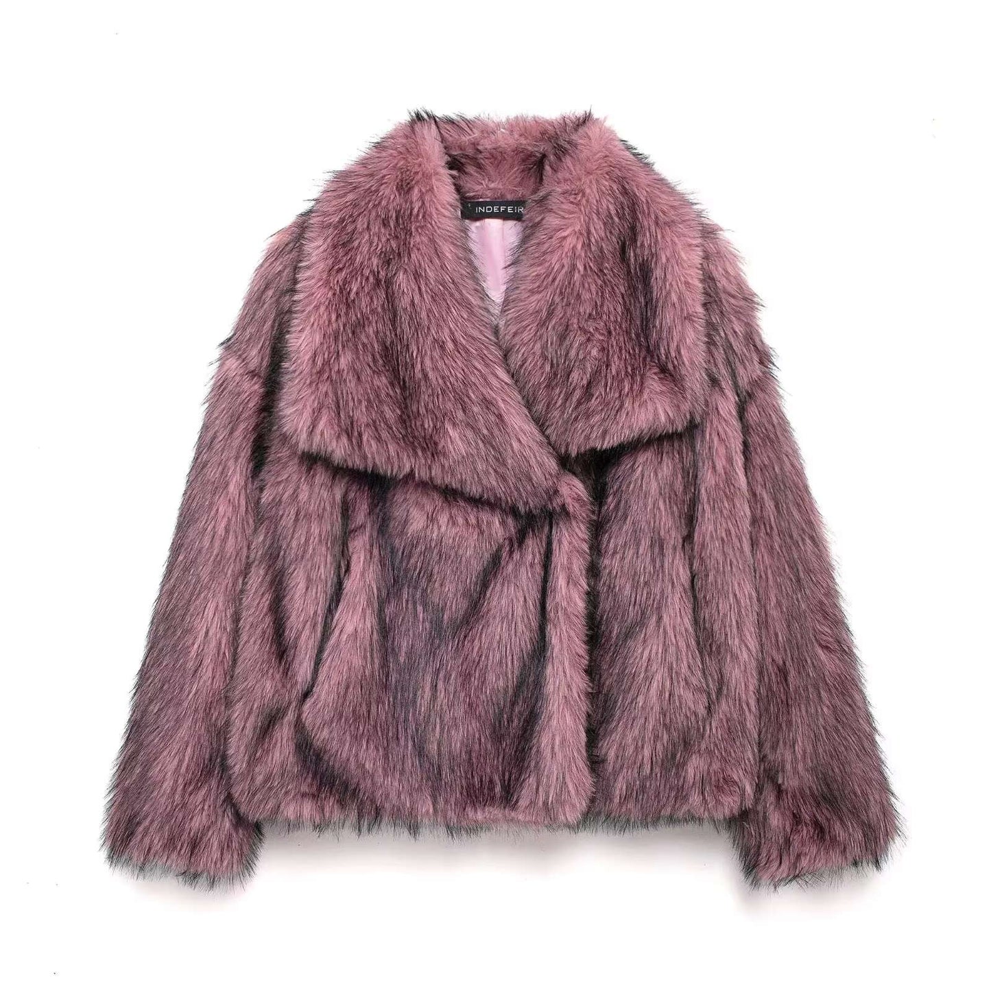 HH Women Elegant Faux Fur Coat Warm Fluffy Loose Long Sleeve Lapel Jacket Autumn Winter Fashion High Street Lady Outerwear