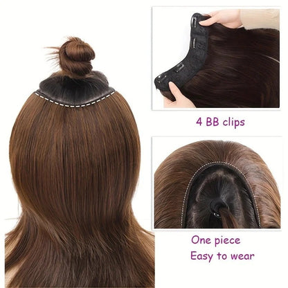 20/30cm Cabelo Sintético Curto Liso com Fivela Interna, Meia Cabeça em V com 4 Clipes, Aplique Invisível para Mulheres 2026