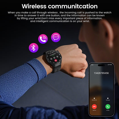 2025Novo Para Android e iOS Smartwatch Masculino Tela AMOLED GPS Rota de movimento Batimentos cardíacos Chamadas Bluetooth Smartwatch À Prova D'água