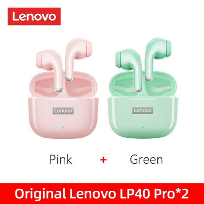 Fone de Ouvido TWS Original Lenovo LP40 Pro 100% Sem Fio Bluetooth 5.1 Esportivo com Redução de Ruído Controle de Toque 250mAh Novo 2022