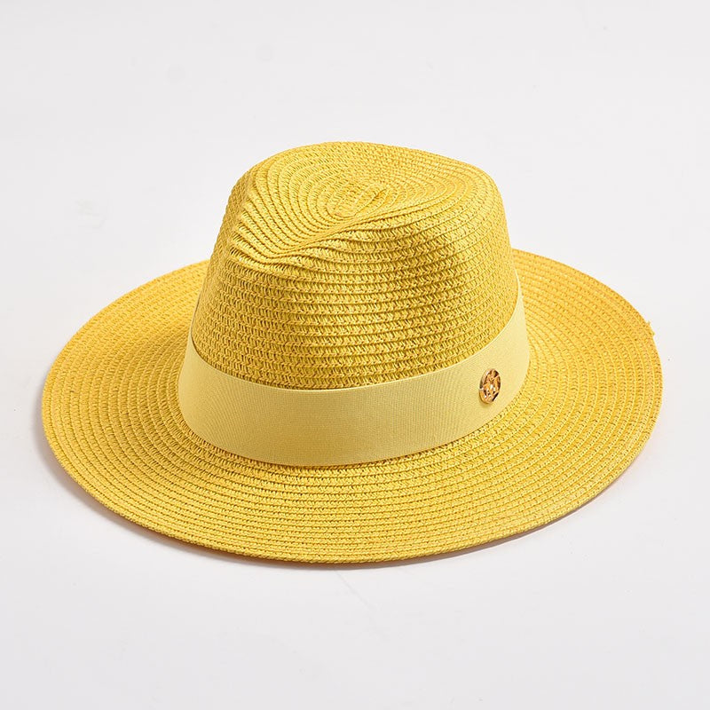 Summer Straw Hats for Women Men Panama Travel Beach Sun Hat Ribbon Decoration Elegant Luxury Jazz Hat