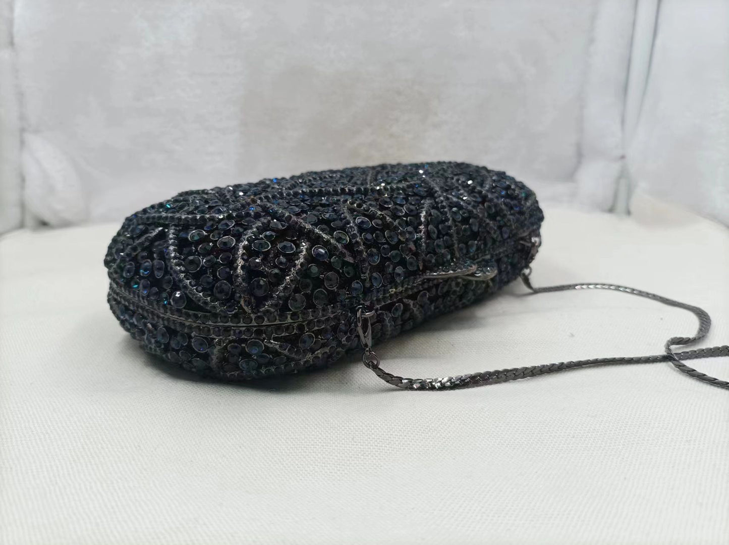 XIYUAN Women Burgundy Stones Evening Bags Crystal Clutch Wedding Party Rhinestone Handbags Bridal Floral Minaudiere Purses Green