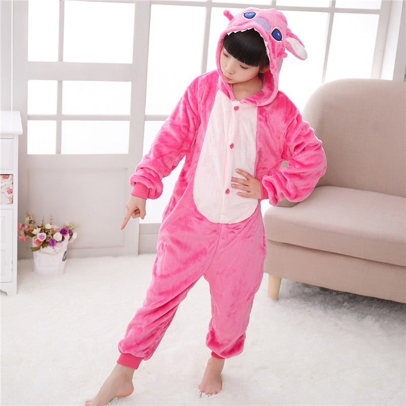 Macacão de Natal Lilo & Stitch, Pijama Infantil de Pelúcia, Kigurumi, Roupa Quente de Inverno, Presente para Meninos e Meninas