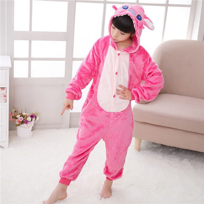 Macacão de Natal Lilo & Stitch, Pijama Infantil de Pelúcia, Kigurumi, Roupa Quente de Inverno, Presente para Meninos e Meninas