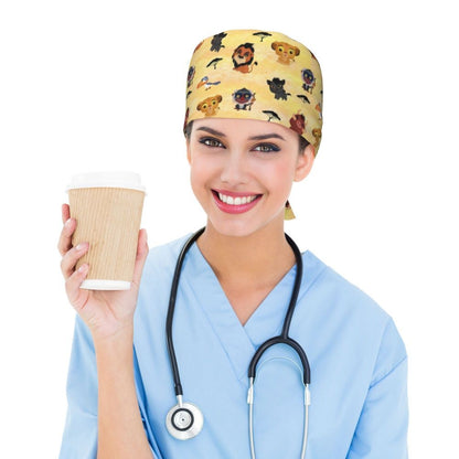 Boné cirúrgico personalizado O Rei Leão, divertido, para homens e mulheres, chapéu de esfoliação, gorro de enfermeira para dentista