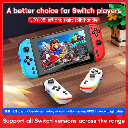 Wireless Switch L/R Controllers Hall Joystick RGB Colorful Light BT 5.3 Wake Up Six-Axis Vibrating Joypad For Switch/Lite/Oled