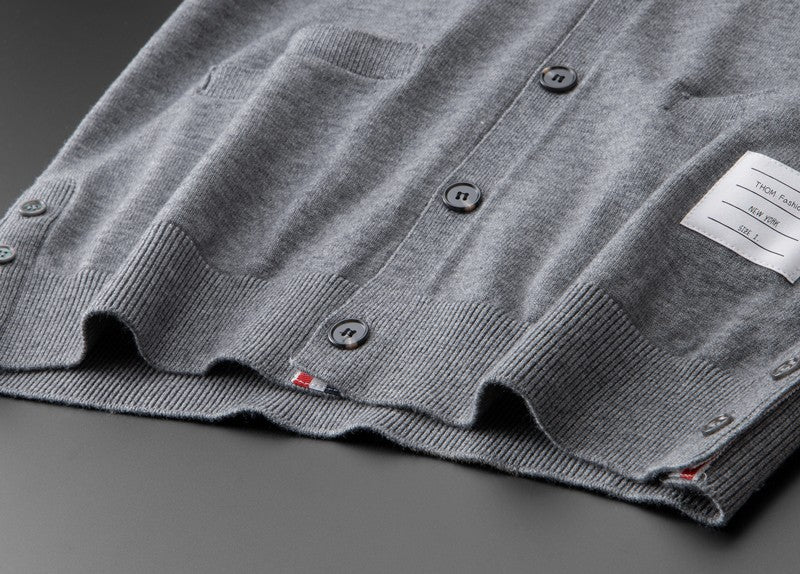 Luxury brand men's knitted sweater for autumn and winter high-end striped design Korean version boutique cardigan casual jacket