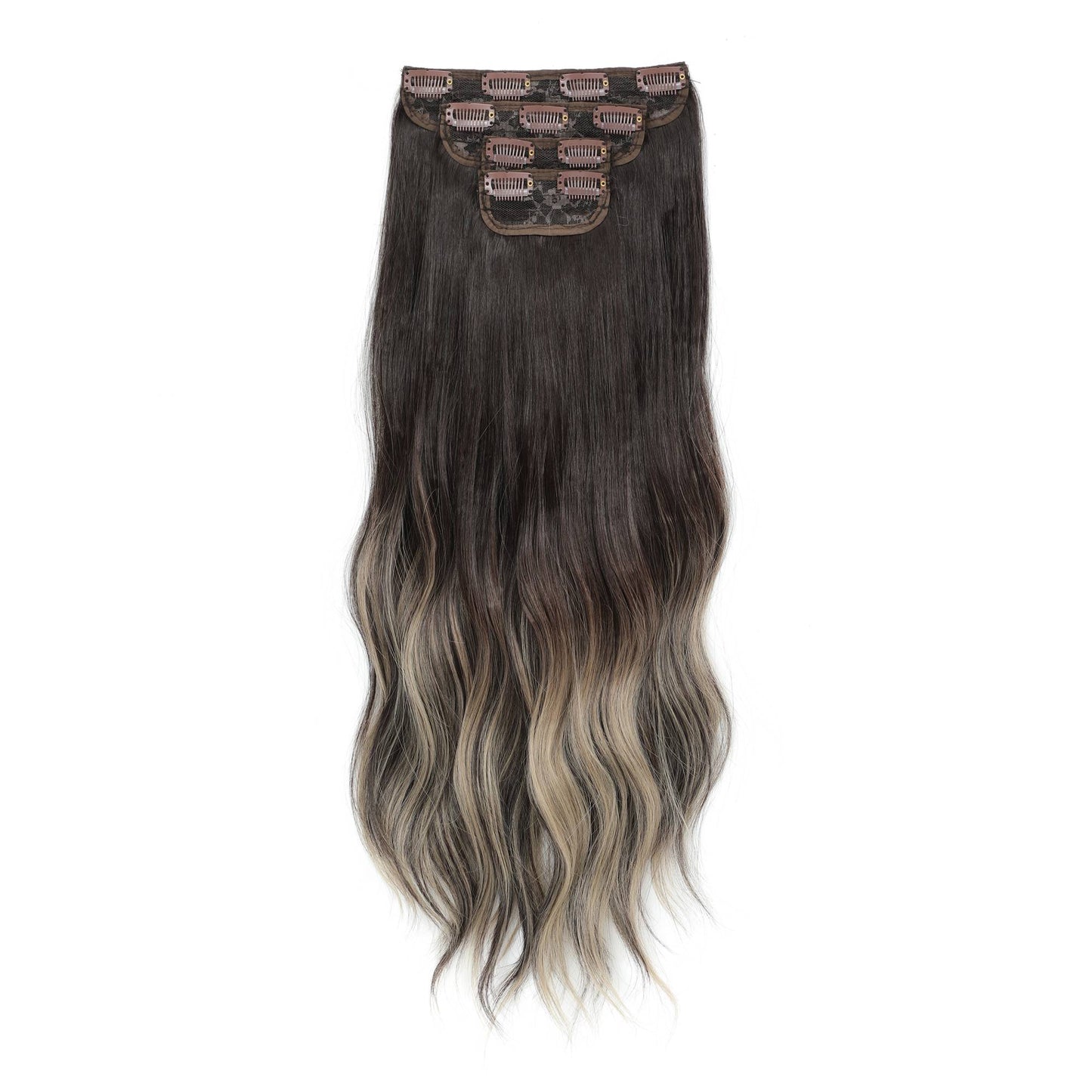 Apliques de cabelo sintéticos ondulados loiros 27/613 de 61 cm (24 polegadas) com presilhas brancas, 4 peças/lote, 220g, fibra resistente ao calor