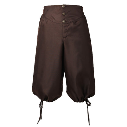 Calções de Fantasia de Pirata Calças de Pirata Calças Medievais Renascentistas Viking Cosplay com Amarração nas Costas