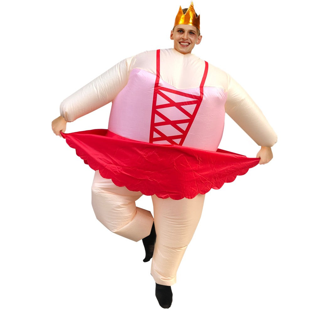 Hot Adult Blue Purple Ballet Dress Inflatable Costume Suit Anime Carnival Purim Halloween Party Cosplay Costume for Man Woman