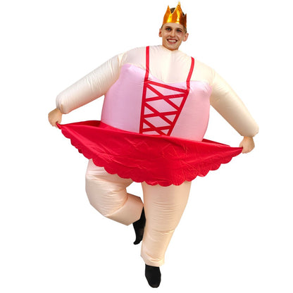 Hot Adult Blue Purple Ballet Dress Inflatable Costume Suit Anime Carnival Purim Halloween Party Cosplay Costume for Man Woman