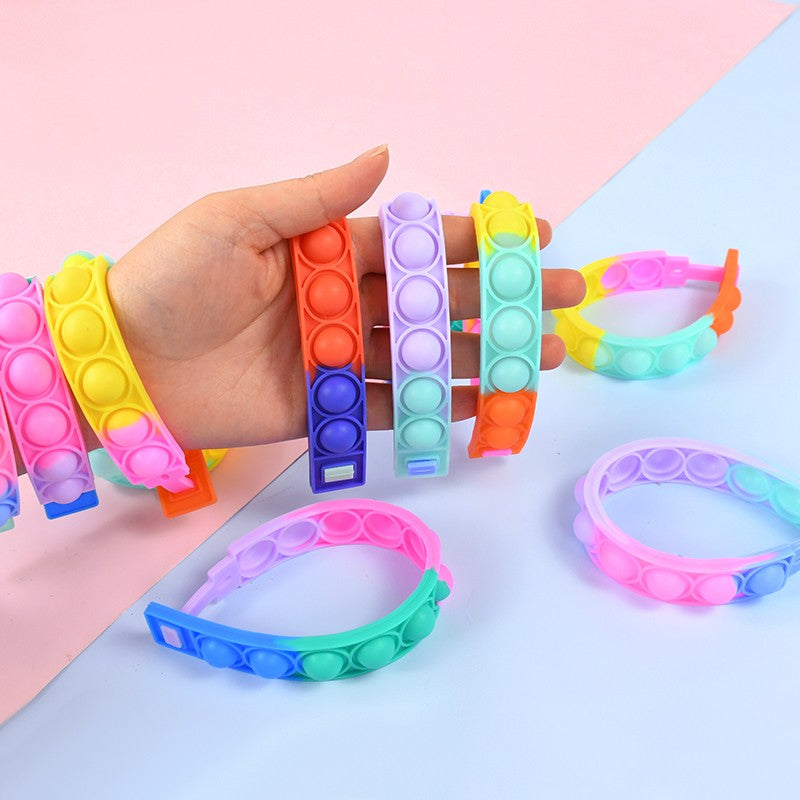 12Pcs Pop Bubble Bracelets Kids Fidget Sensory Toys Gift Children Birthday Party Favors Goodie Bag Pinata Filler Stress Relief