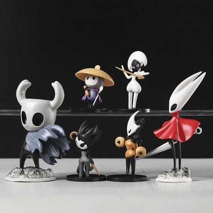 Hollow Knight Silksong The Knight Hornet Figures Estatueta Boneca Decoração de Modelo Fofo PVC Brinquedos Conjunto com 6