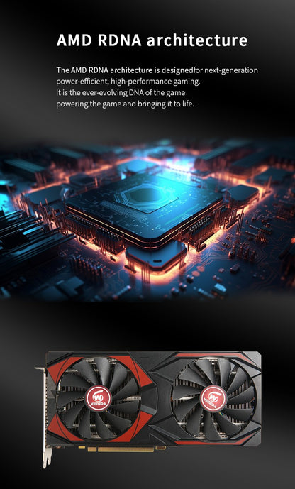 Placa de vídeo Veineda RX 5700XT 8 GB GPU GDDR6 256 bits 8 pinos + 6 pinos 7 nm DP*3 HDMI*1 Suporta CPU de desktop