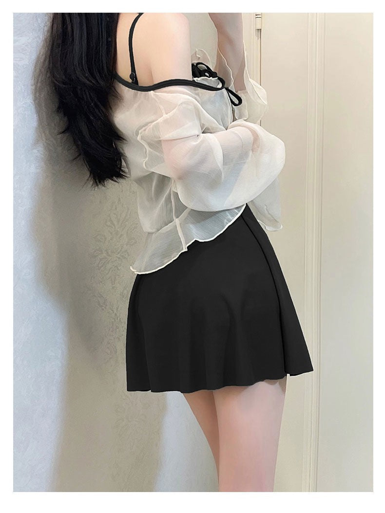 Women Ruffle One-piece Swimsuit Monokini Swimsuit Set Stylish Women's Beach Swimwear Set with Ruffle Trim Monokini for Holiday