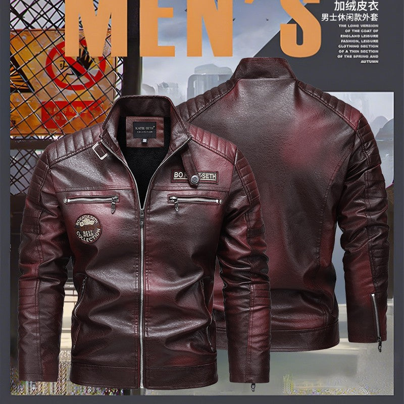 Quality New Male Casual Leather Jackets 7XL Autumn Winter Men Stand Collar Motorcycle Leather Jackets Vintage Leather Coat