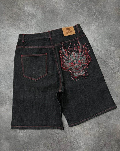 Trendy Streetwear Harajuku High Street Oversized Washing Denim Shorts Men Casual Retro Hip-hop Goth Loose Wide-leg Pants Women