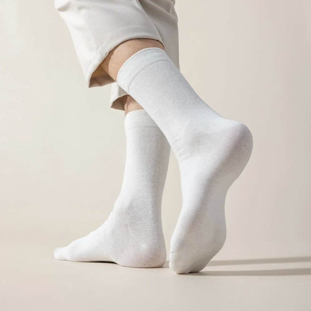 6 Pairs EUR44-50 Plus Size Men Socks High Quality Cotton Socks Breathable Mid Tube Sports Business Socks Black White