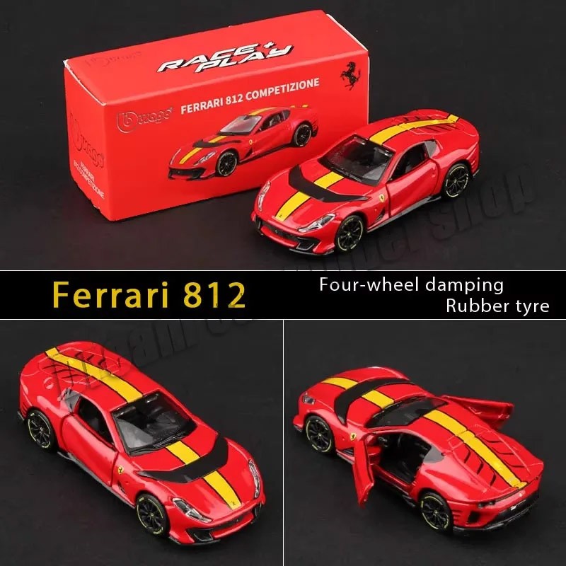 Burago 1:64 Ferrari Series SF90 488P Roma F430 F12 Liga de Carro Modelo Brinquedos Infantis Coleção de Presentes de Férias Modelo de Carro Atacado