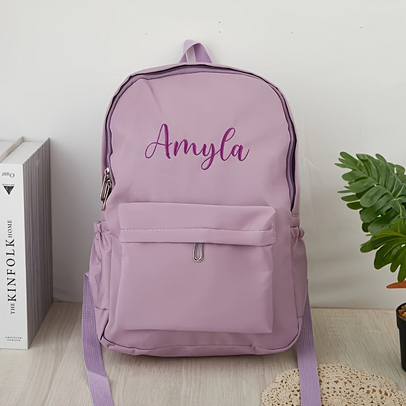 Mochila Personalizada com Nome em Nylon Leve e Prática, Presente Ideal para Volta às Aulas Uso Diário Atividades ao Ar Livre