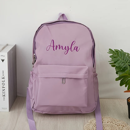 Mochila Personalizada com Nome em Nylon Leve e Prática, Presente Ideal para Volta às Aulas Uso Diário Atividades ao Ar Livre