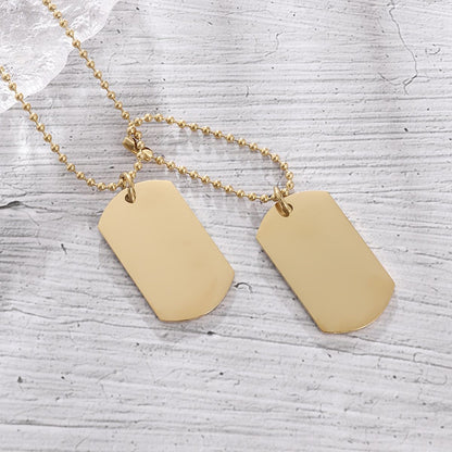 Colar Masculino Dog Tag Militar Retangular Duplo Aço Inoxidável Titânio Joia de Exército Masculino Presente