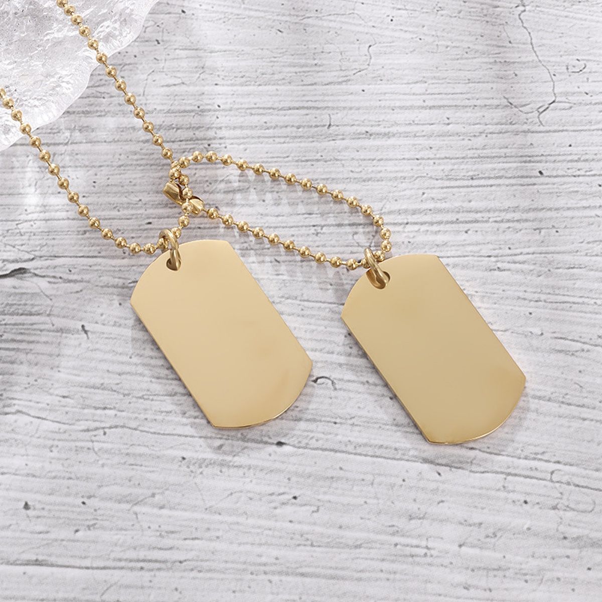Colar Masculino Dog Tag Militar Retangular Duplo Aço Inoxidável Titânio Joia de Exército Masculino Presente