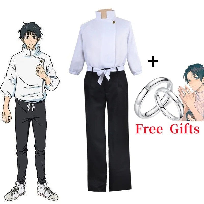 Anime Jujutsu Kaisen Yuta Okkotsu Cosplay Costume Men Women Halloween Party Uniforms Tops + Pants + Belt