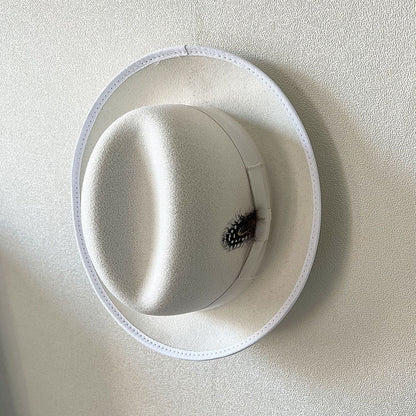 New British Style Wool Felt Fedora Hats for Men Roll Up Brim Homburg Gentleman Church Jazz Hat Party Dress Cap