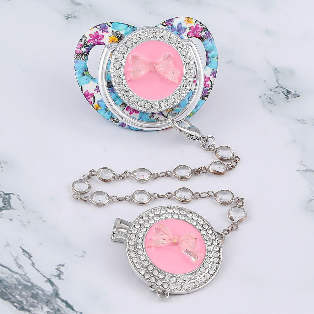 Luxury Baby Corwn Pacifier Clip For Baby Shower Gift BPA Free Silicone Pacifier Gold Bling Newborn Dummy Soother Chupetes