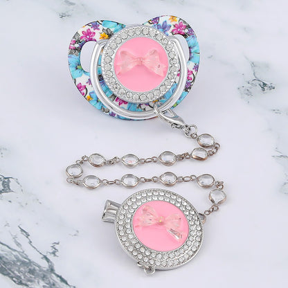 Luxury Baby Corwn Pacifier Clip For Baby Shower Gift BPA Free Silicone Pacifier Gold Bling Newborn Dummy Soother Chupetes