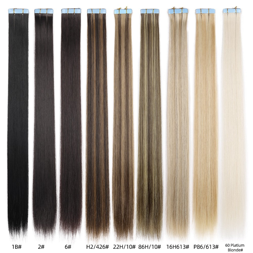 Tape In Hair Extensions Synthetic Hair 10Pcs 20Inch Long Straight Skin Weft Straight Seamless Hair Invisible Tape In Hairpiece